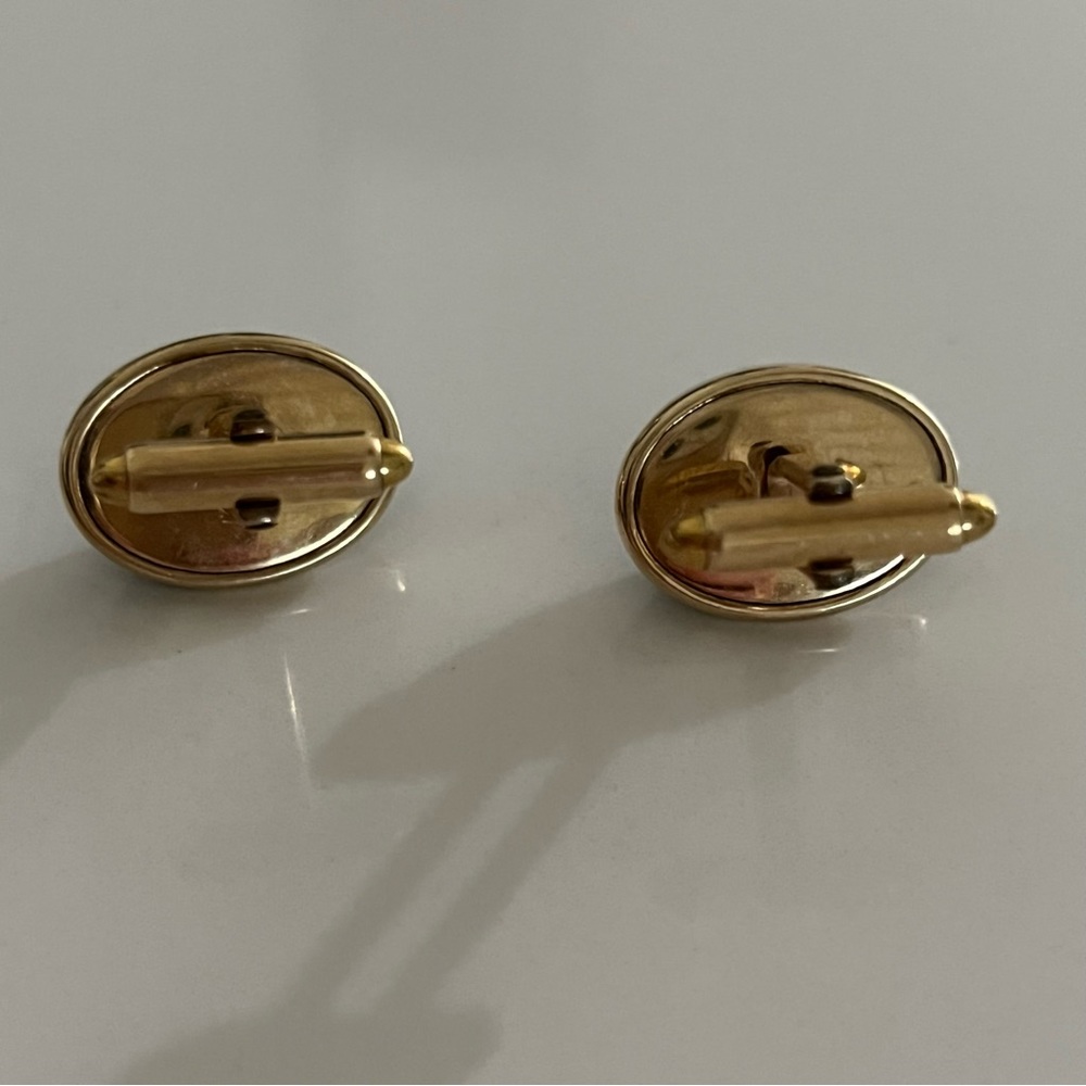 14KT R.G. ROLLED GOLD MCM Cufflinks Black Onyx Oval Cabochon Jewele Kreisler - Picture 5 of 8